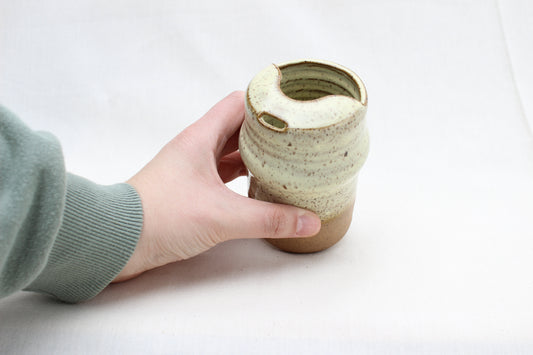Handmade Butter Yellow Ceramic Travel Mug – Pottery Sippy Cup Tumbler for Car Cup Holder