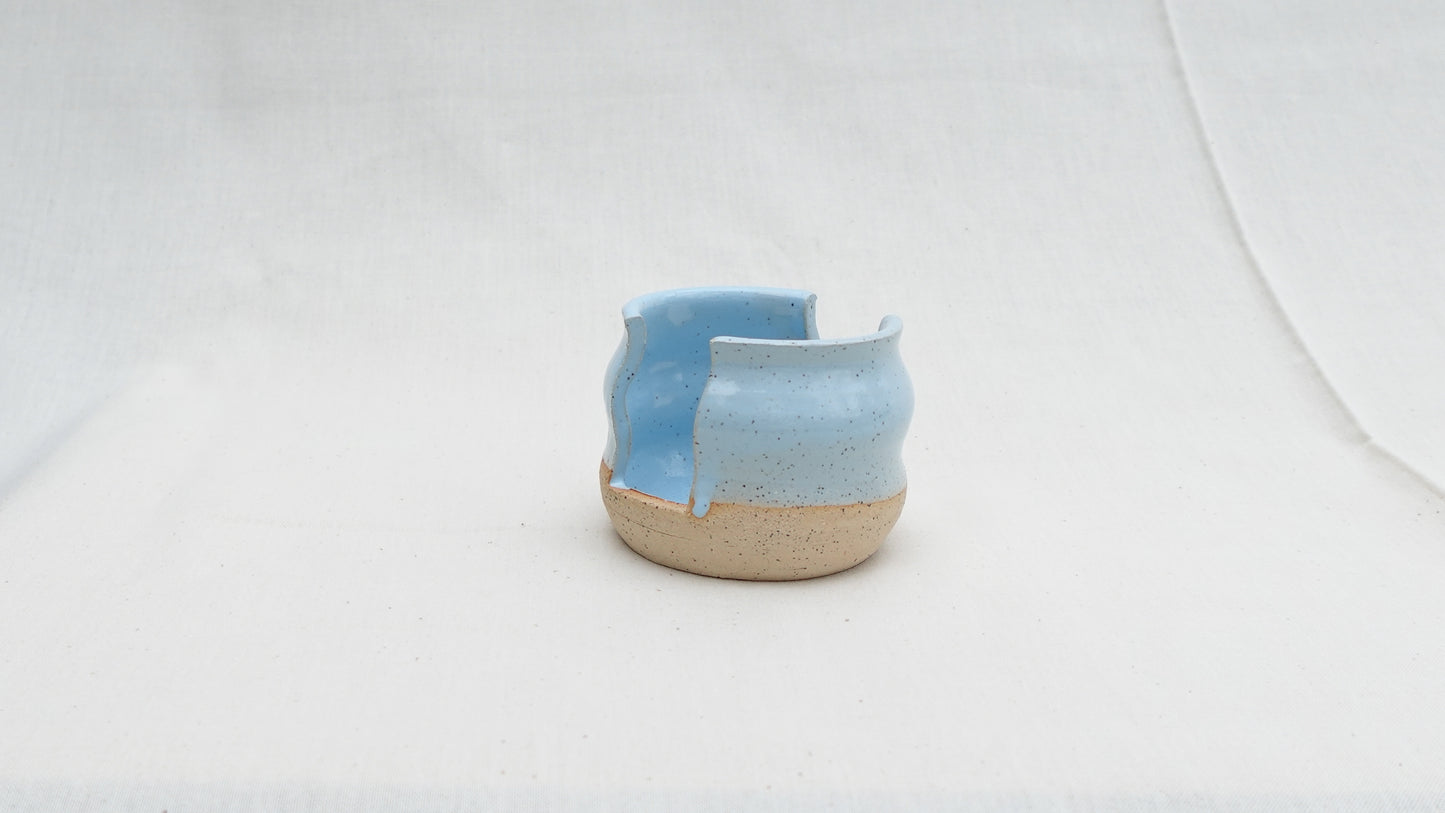 Handmade Ceramic Sponge Holder – Speckled Blue