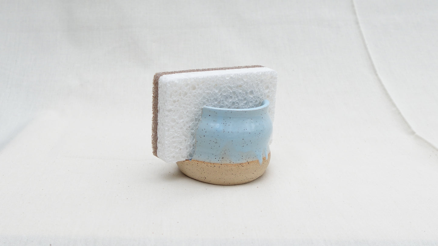 Handmade Ceramic Sponge Holder – Speckled Blue