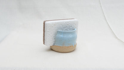 Handmade Ceramic Sponge Holder – Speckled Blue