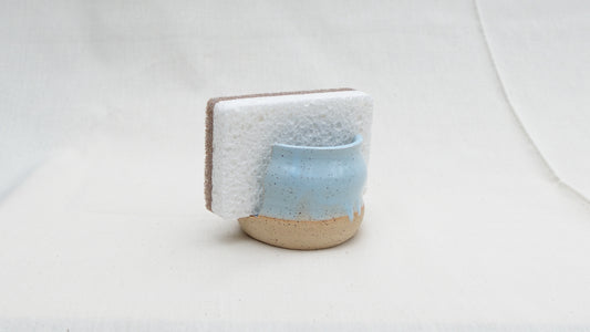 Handmade Ceramic Sponge Holder – Speckled Blue