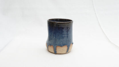 Handmade Ceramic Thumb Cup – Cloud Drip Blue Glaze (sale)