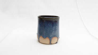 Handmade Ceramic Thumb Cup – Cloud Drip Blue Glaze (sale)