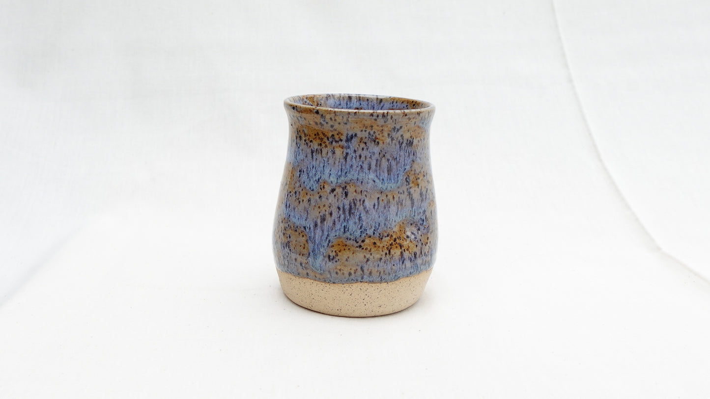 Handmade Ceramic Thumb Cup – Rust & Blue Glaze