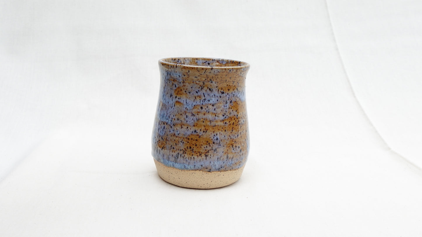 Handmade Ceramic Thumb Cup – Rust & Blue Glaze