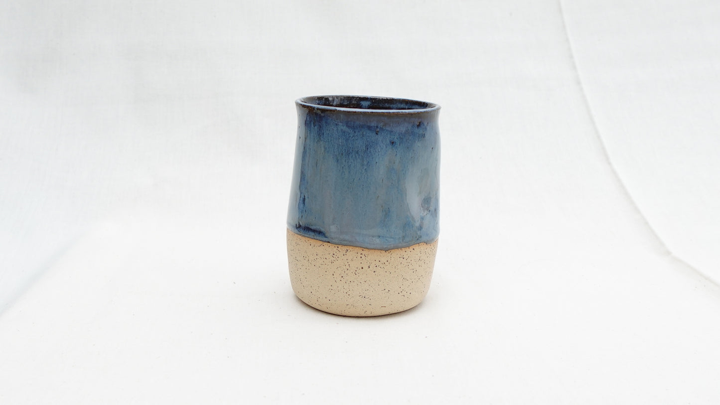 Handmade Ceramic Thumb Cup – Deep Ocean Blue Glaze