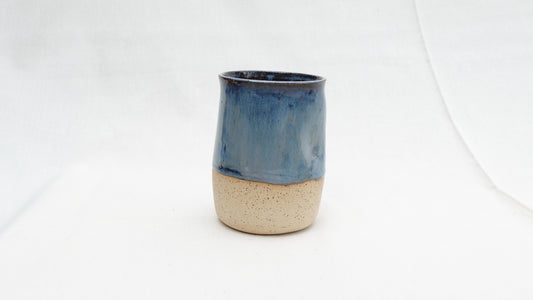 Handmade Ceramic Thumb Cup – Deep Ocean Blue Glaze