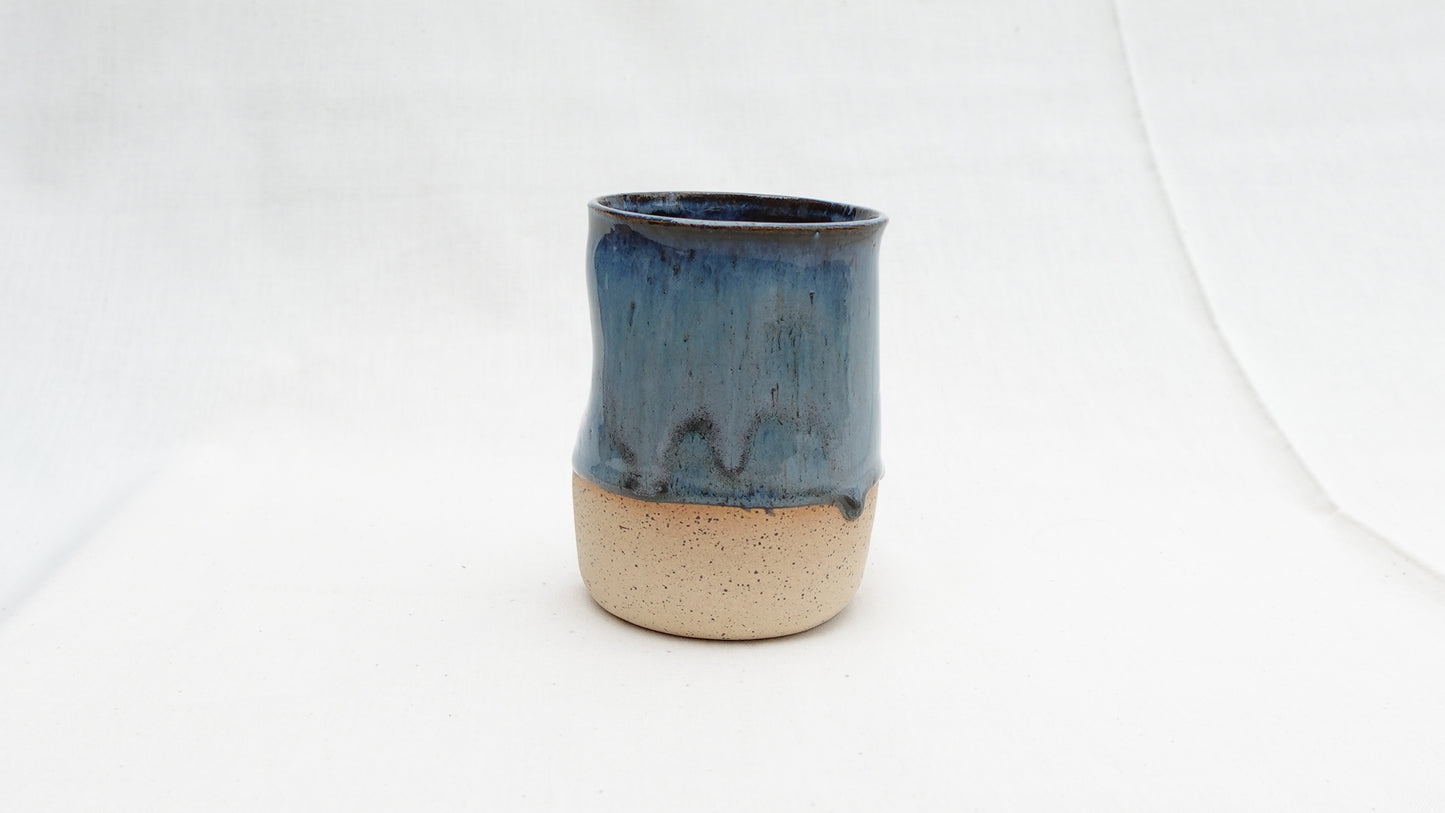 Handmade Ceramic Thumb Cup – Deep Ocean Blue Glaze