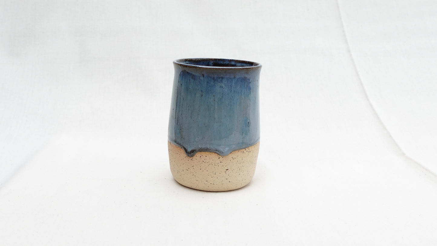 Handmade Ceramic Thumb Cup – Deep Ocean Blue Glaze