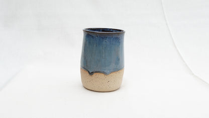 Handmade Ceramic Thumb Cup – Deep Ocean Blue Glaze