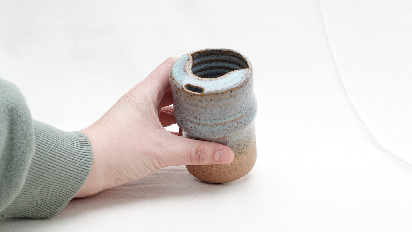 Turquoise Speckled Stoneware Travel Mug – Sippy Tumbler for Car Cup Holder