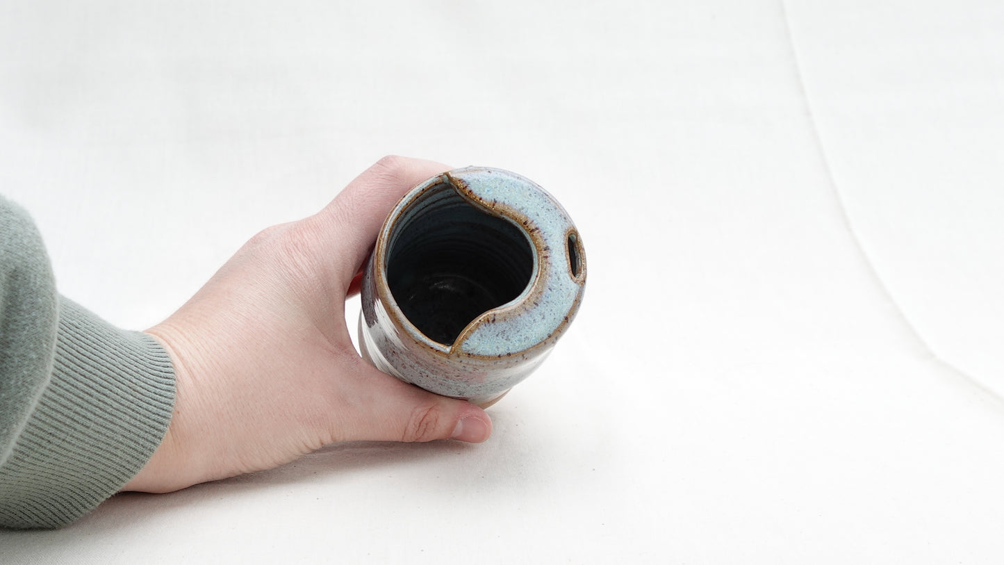 Turquoise Speckled Stoneware Travel Mug – Sippy Tumbler for Car Cup Holder
