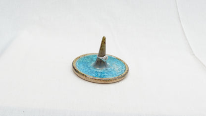Handmade Ceramic Ring Dish with Recycled Glass