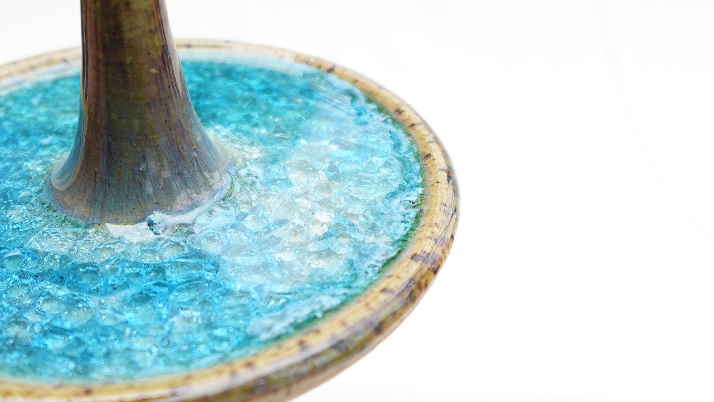 Handmade Ceramic Ring Dish with Recycled Glass