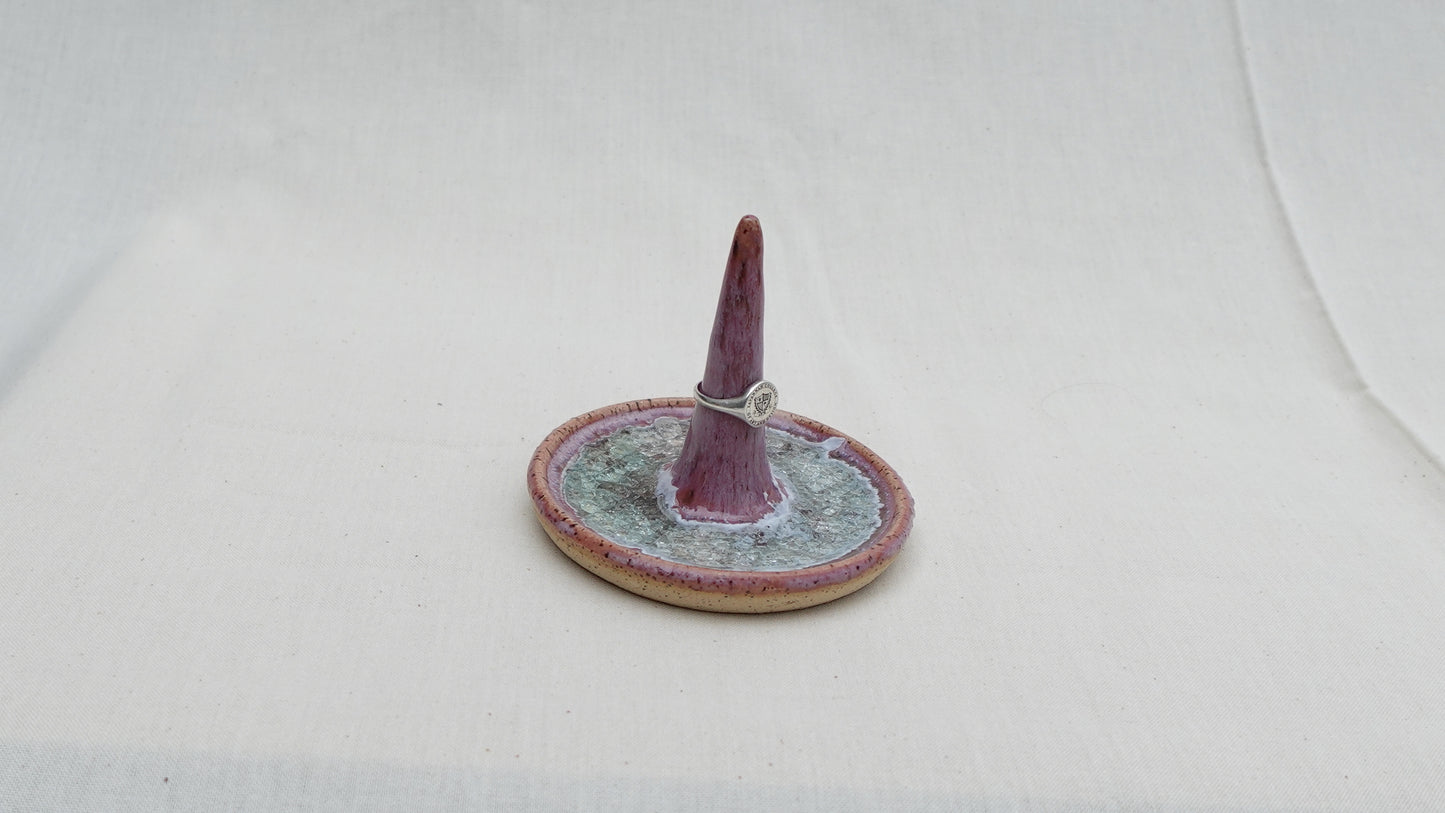 Handmade Ceramic Ring Dish with Recycled Glass