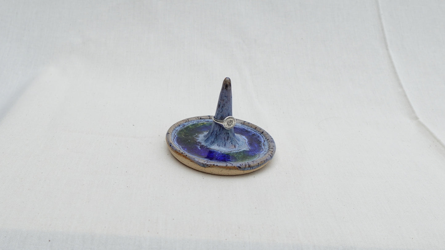 Handmade Ceramic Ring Dish with Recycled Glass