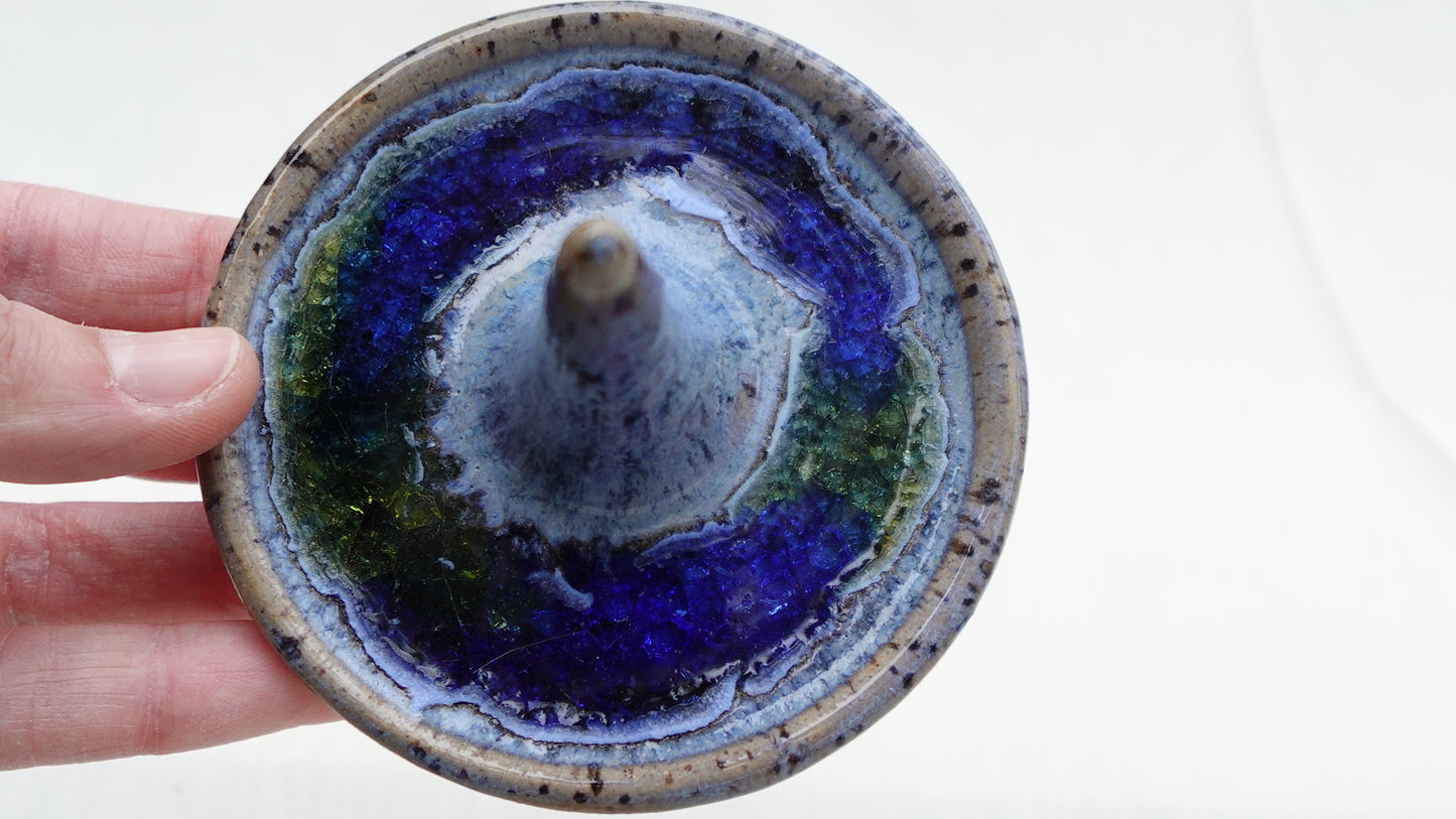 Handmade Ceramic Ring Dish with Recycled Glass