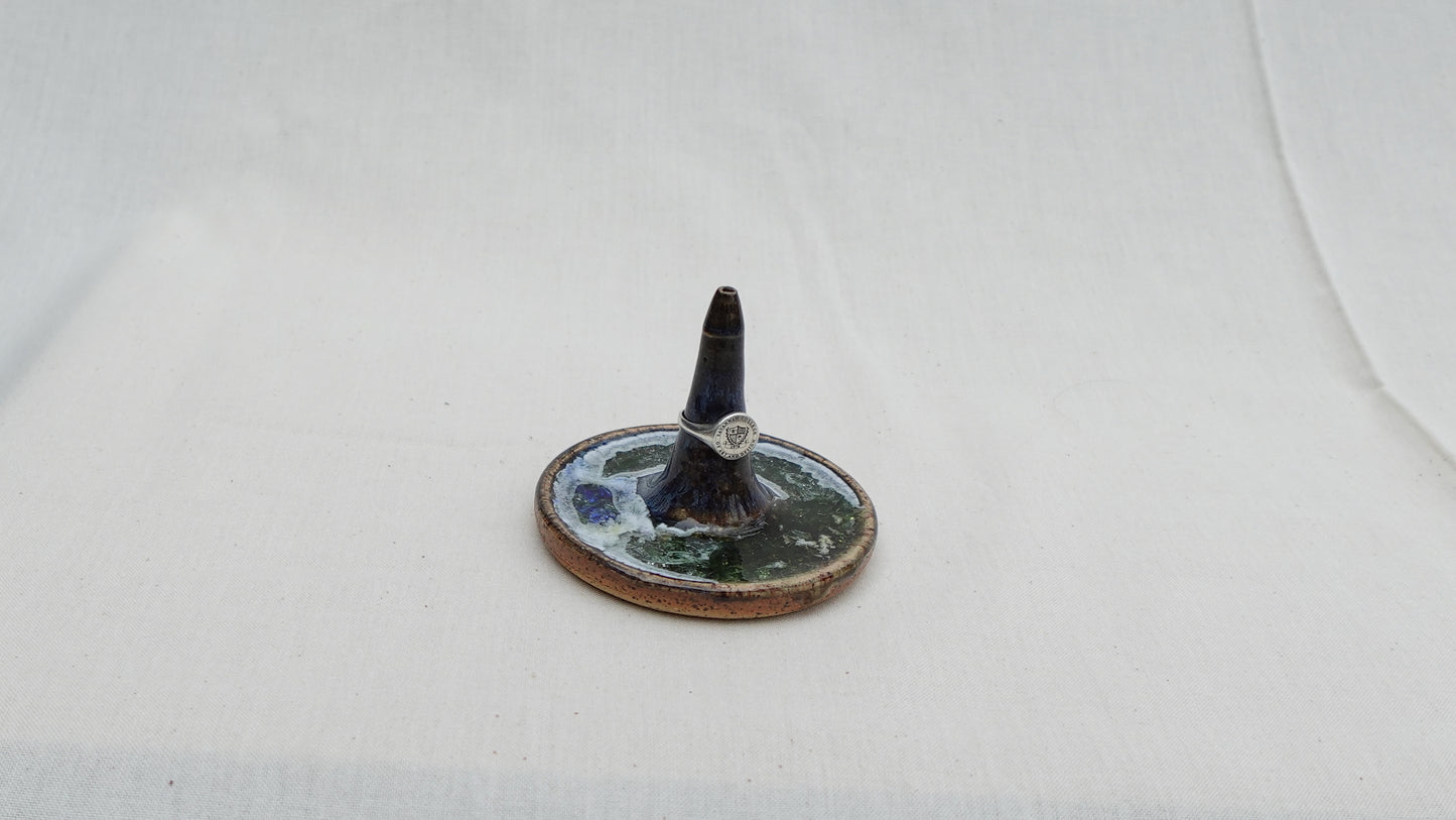 Handmade Ceramic Ring Dish with Recycled Glass