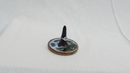 Handmade Ceramic Ring Dish with Recycled Glass