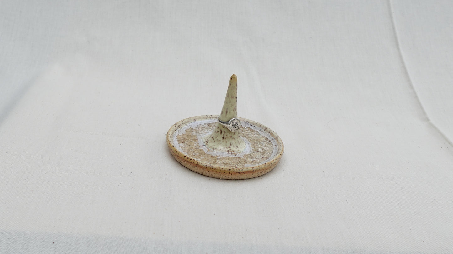 Handmade Ceramic Ring Dish with Recycled Glass