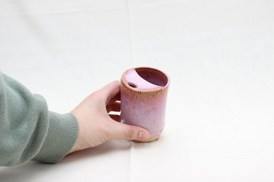 Handmade Unicorn Pink Ceramic Travel Mug - Pottery Sippy Cup Tumbler for Car Cup Holder