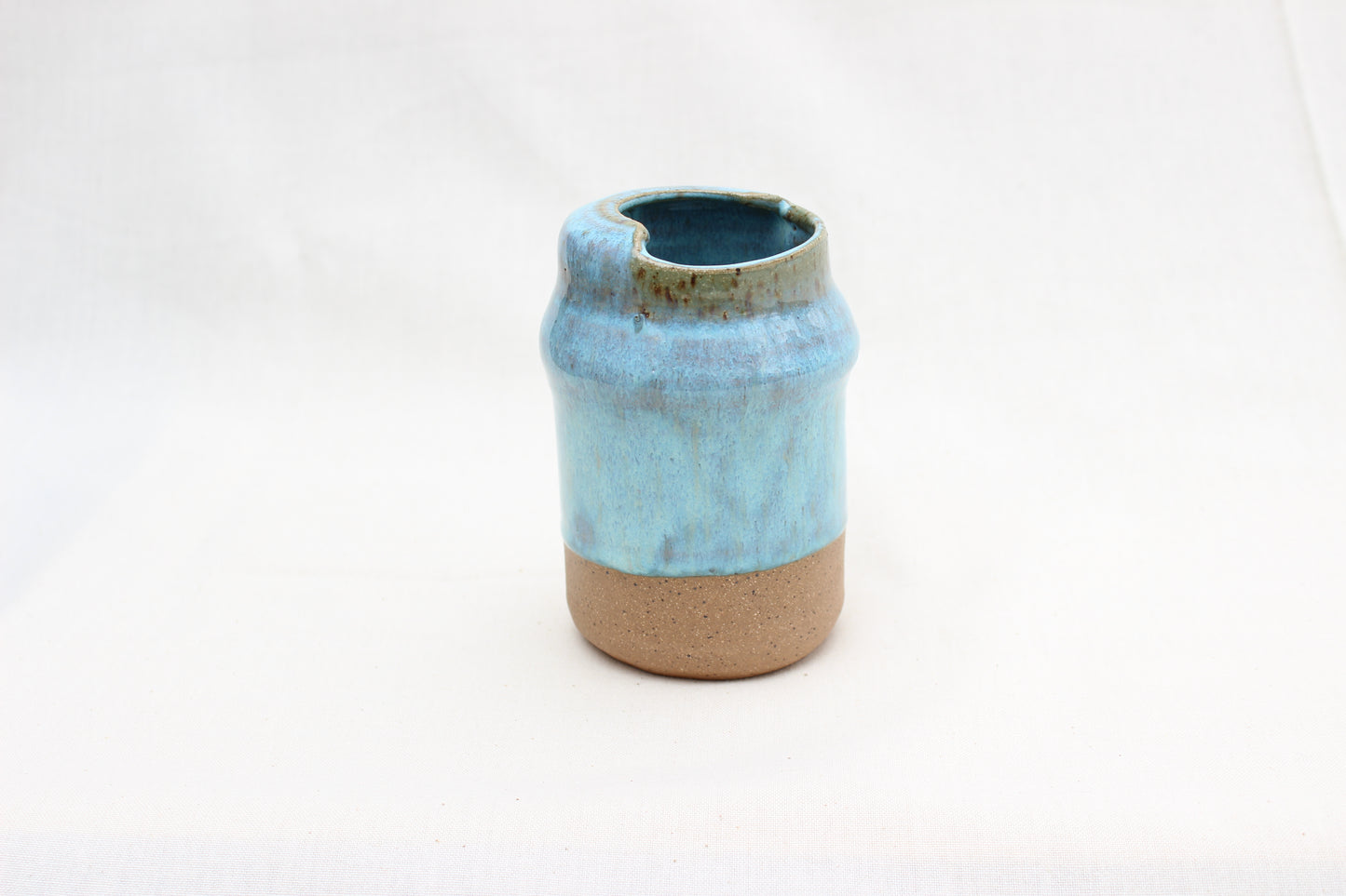 Handmade Blue Ceramic Travel Mug with Lid – Pottery Sippy Cup Tumbler for Car Cup Holder