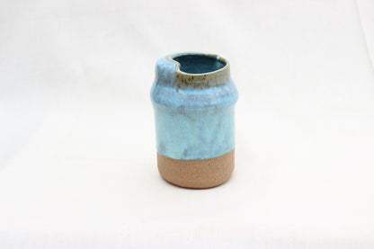 Handmade Blue Ceramic Travel Mug with Lid – Pottery Sippy Cup Tumbler for Car Cup Holder