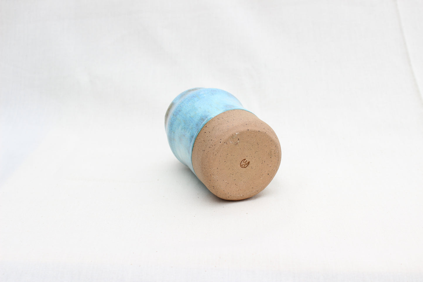Handmade Blue Ceramic Travel Mug with Lid – Pottery Sippy Cup Tumbler for Car Cup Holder