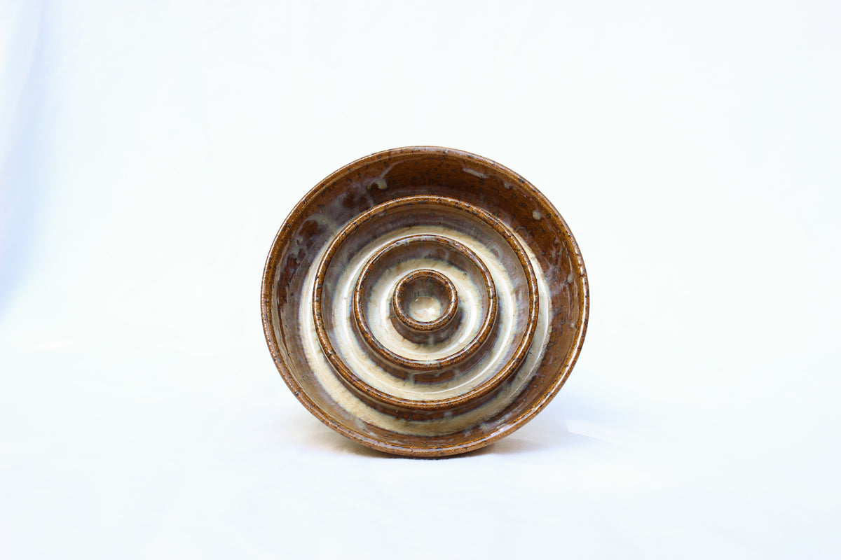 SMALL Smooth-Rim Slow Feeder Bowl - Cinnamon Ripple (1)