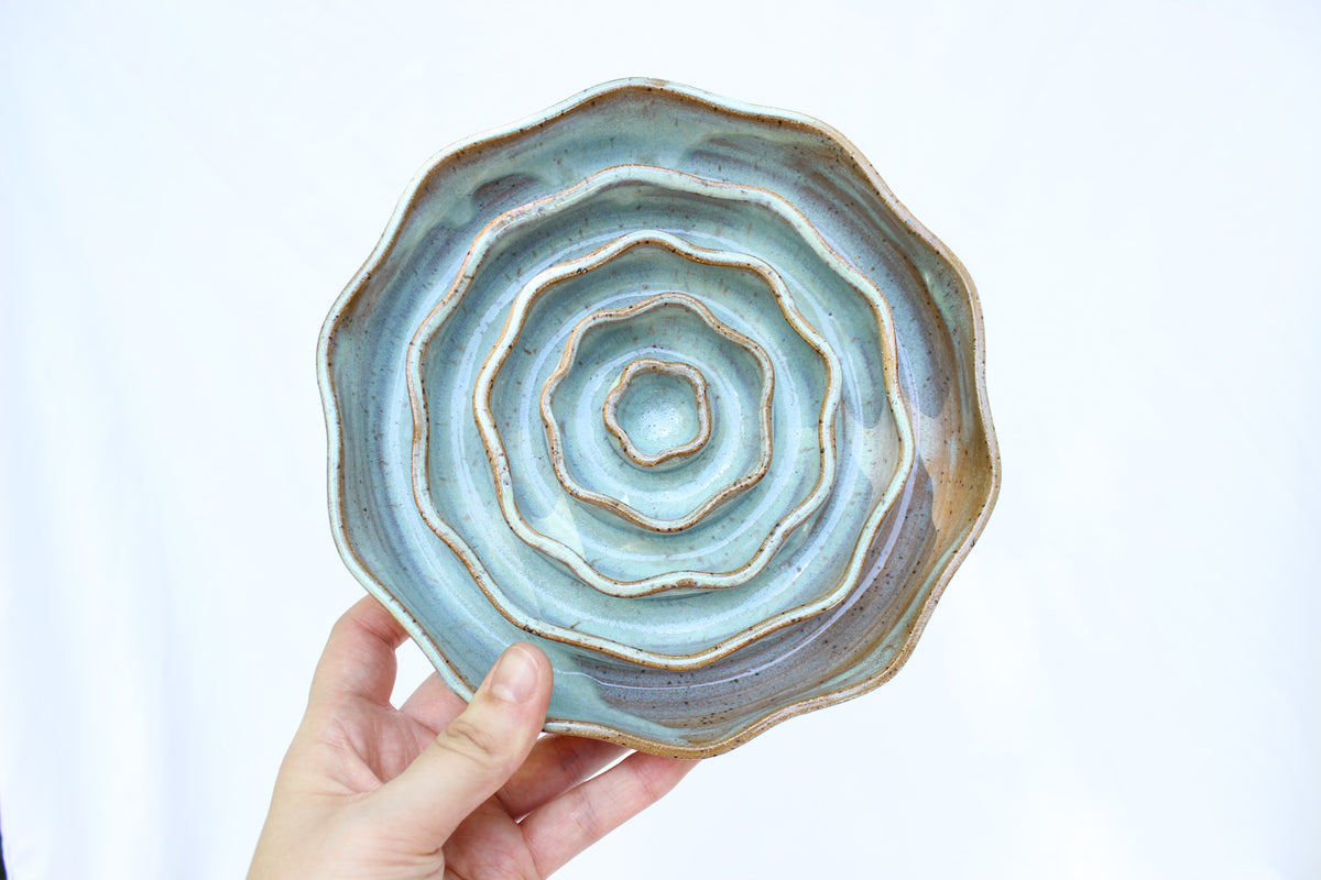MEDIUM Wavy Slow Feeder Bowl - Runny Teal (7)
