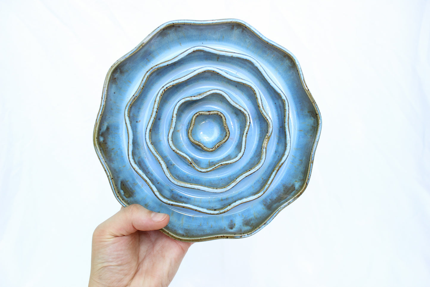 MEDIUM Wavy Slow Feeder Bowl - Soft Blue (12)