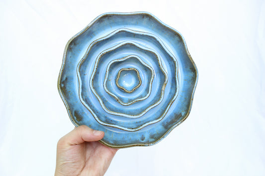 MEDIUM Wavy Slow Feeder Bowl - Soft Blue (12)