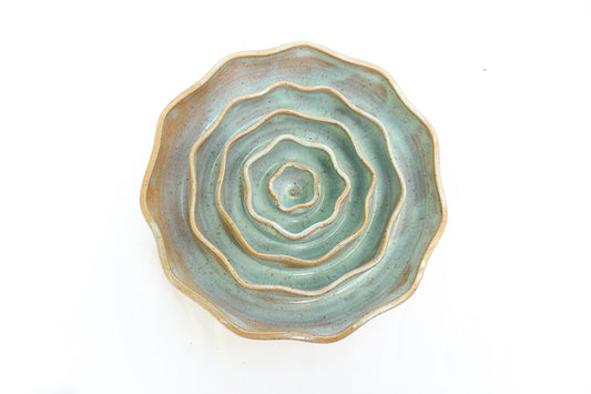 MEDIUM Wavy Slow Feeder Bowl - Runny Teal (16)