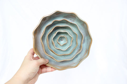 MEDIUM Wavy Slow Feeder Bowl - Runny Teal (16)