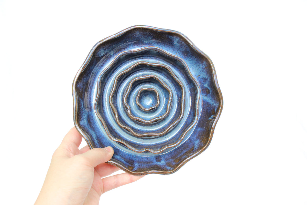 MEDIUM Wavy Slow Feeder Bowl - Texture Dark Cloud (19)