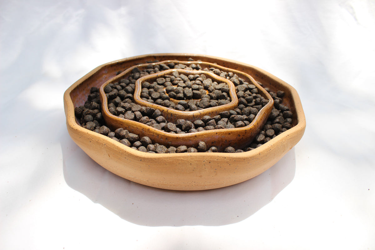 LARGE Wavy Slow Feeder Bowl - Cinnamon Ripple (33)